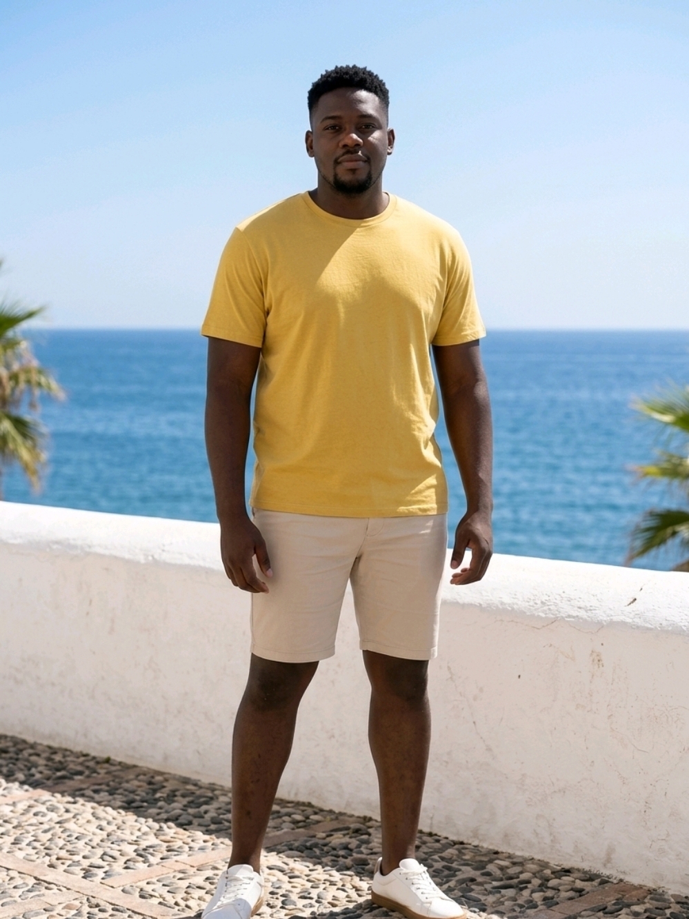 George Yellow Crew Neck T-Shirt Men's XL Soft Cotton Blend Casual Basic Tee